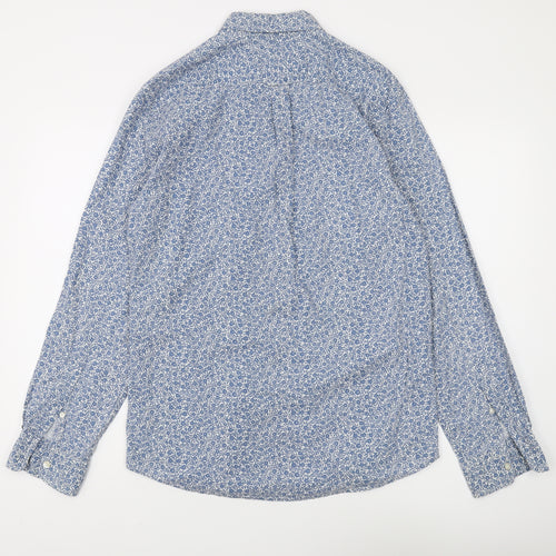 Gap Men's Blue Slim Fit Floral Button-Up Shirt M