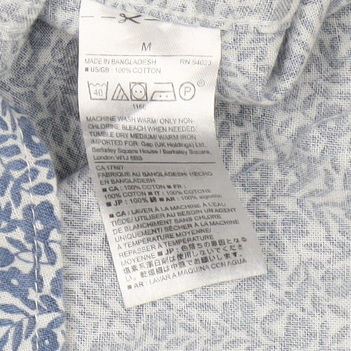Gap Men's Blue Slim Fit Floral Button-Up Shirt M