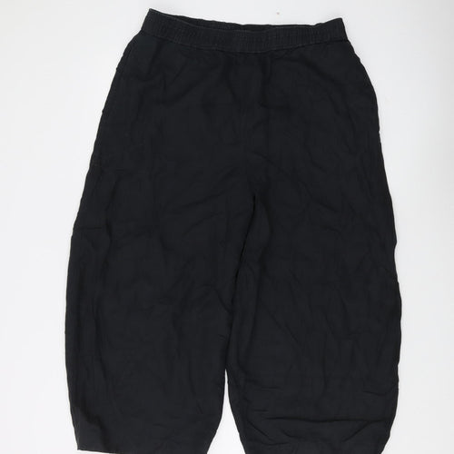 COS Women's Black Wide-Leg Cropped Trousers Size 12
