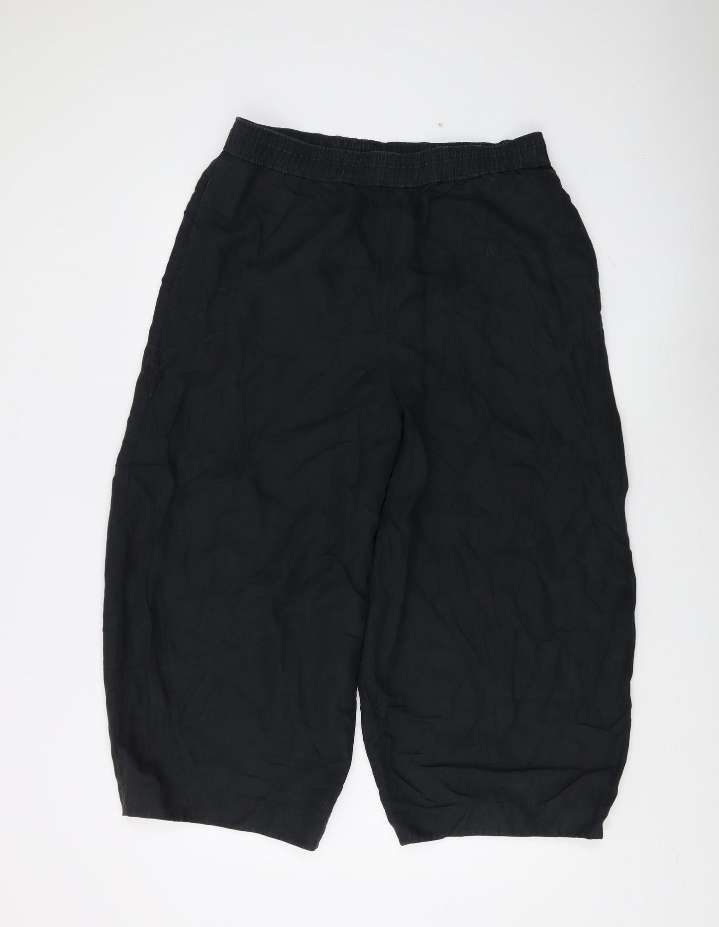COS Women's Black Wide-Leg Cropped Trousers Size 12