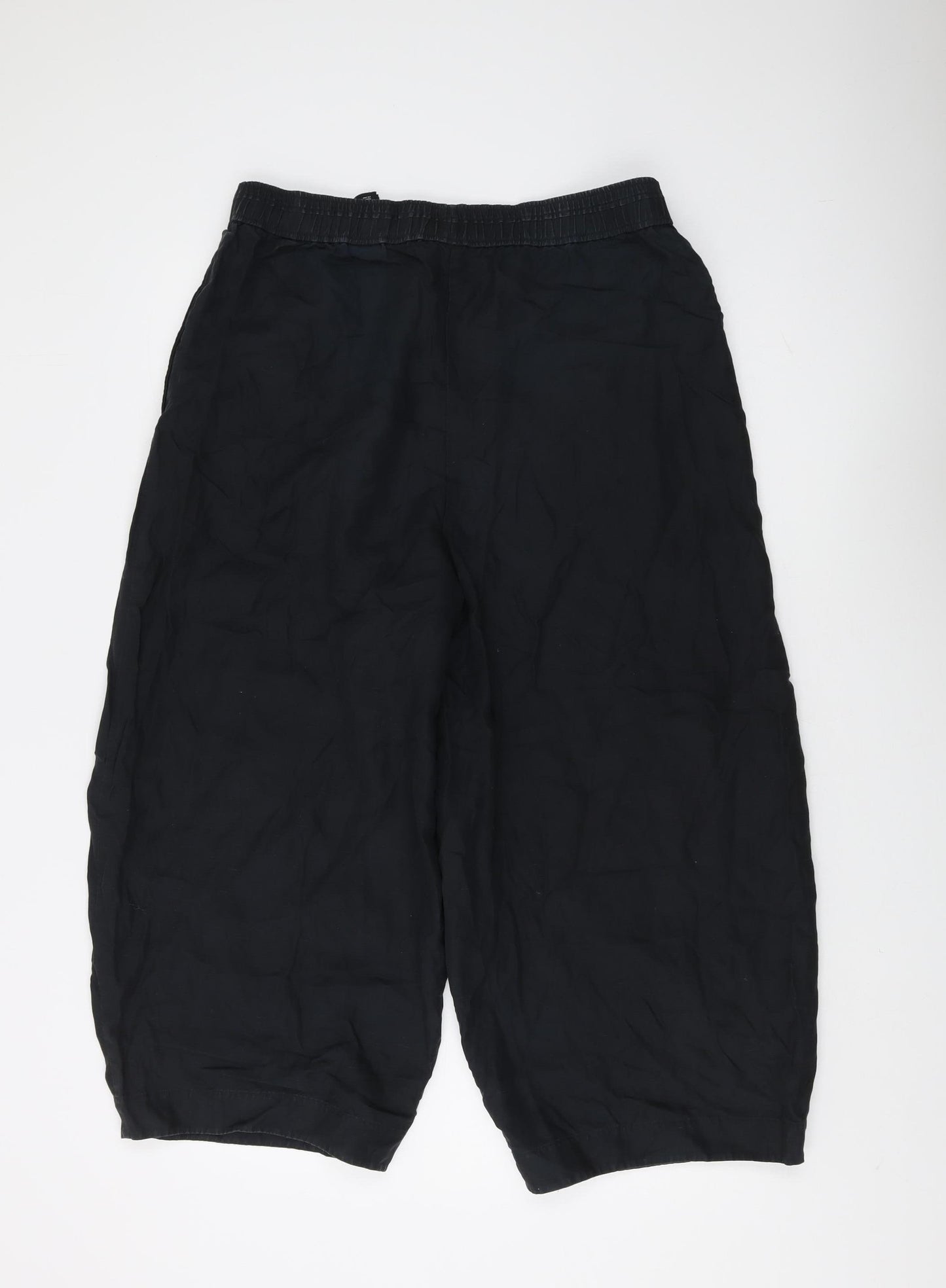 COS Women's Black Wide-Leg Cropped Trousers Size 12