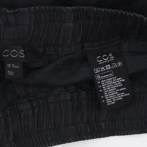 COS Women's Black Wide-Leg Cropped Trousers Size 12