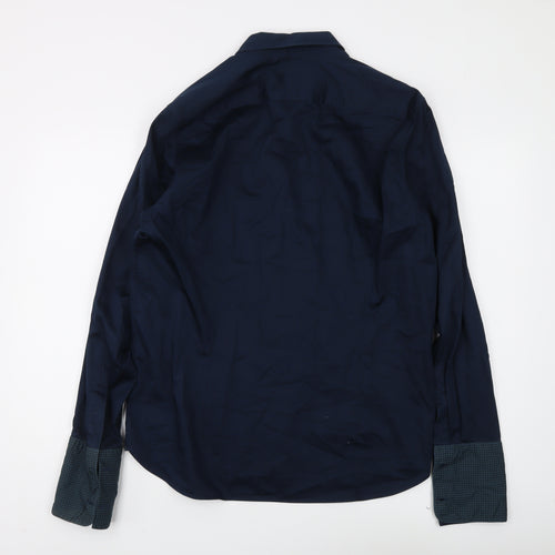 Ted Baker Men's Navy Long Sleeve Cotton Shirt 16.5
