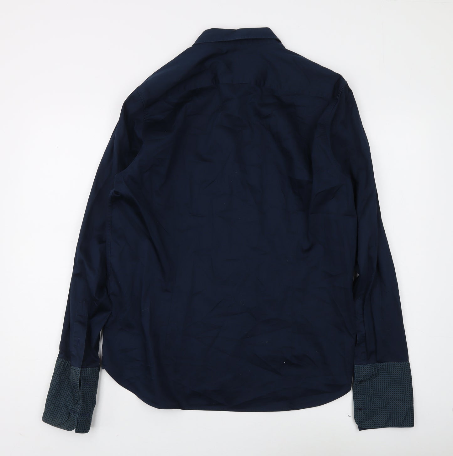 Ted Baker Men's Navy Long Sleeve Cotton Shirt 16.5