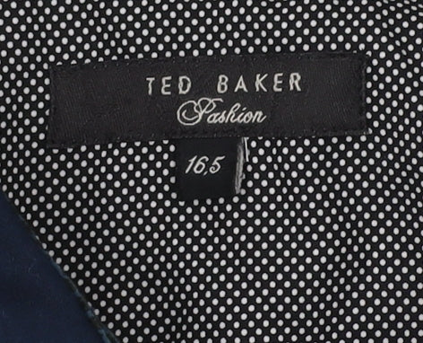 Ted Baker Men's Navy Long Sleeve Cotton Shirt 16.5