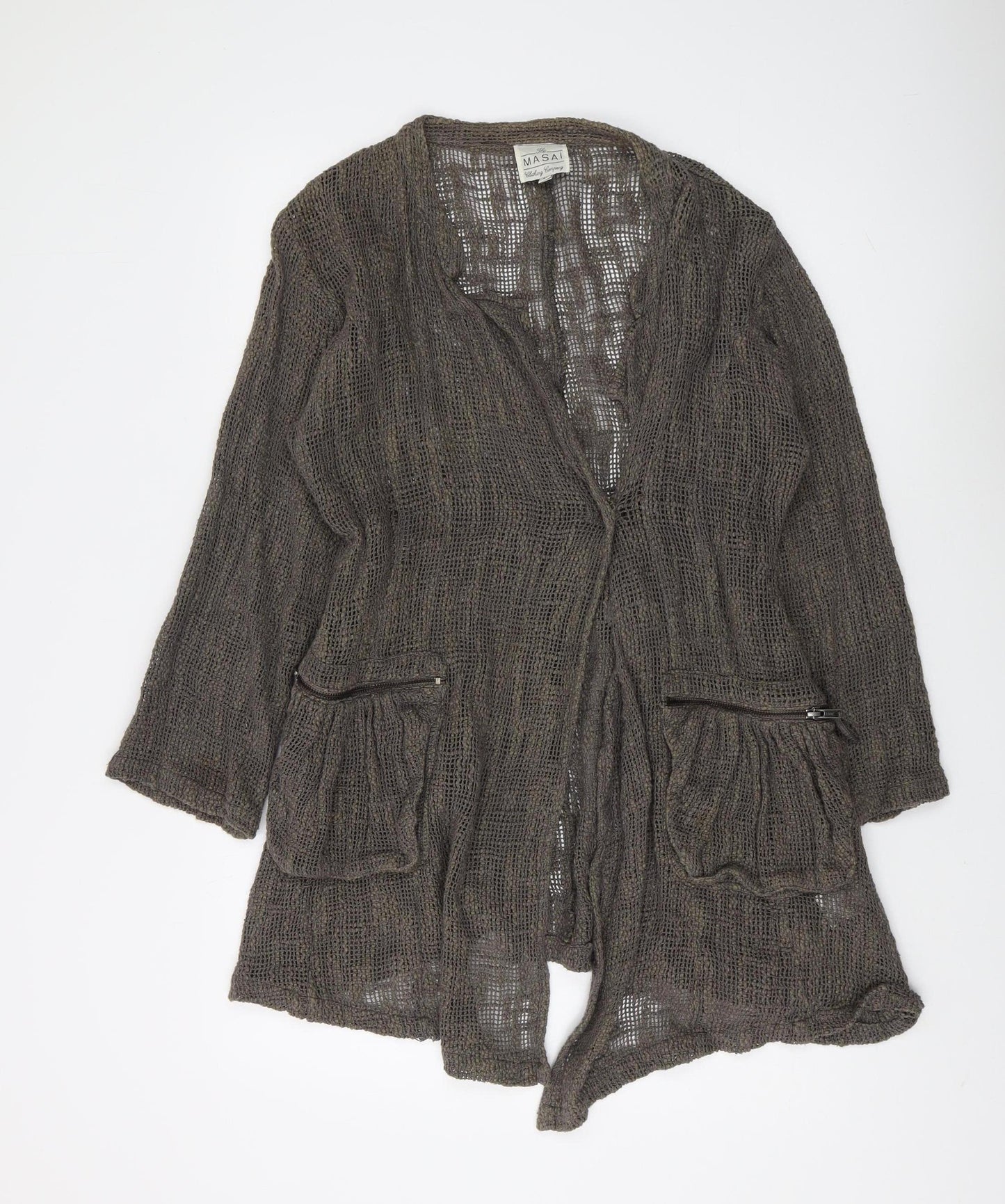 Masai Women's Brown Open-Knit Cardigan M