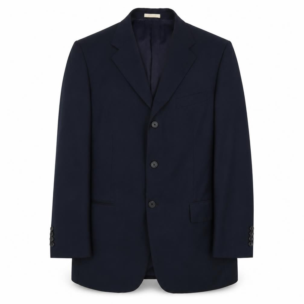 Front view of Greenwoods Men's Blue Blazer, 42R, Three-Button Classic