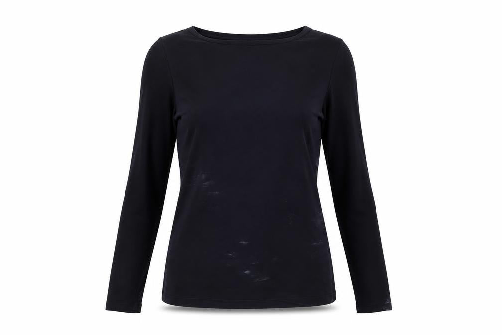 The White Company Women's Black Long Sleeve Basic T-Shirt