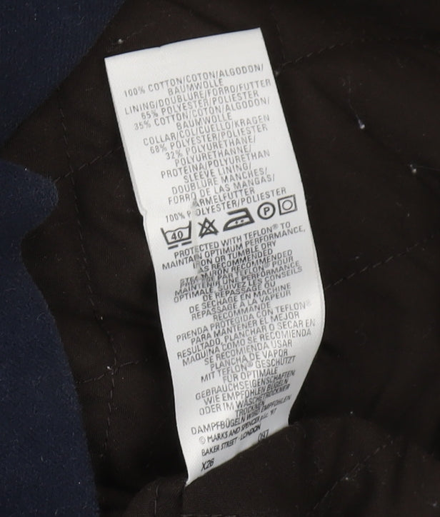 Marks and Spencer Men's Blue Cotton Jacket Size 10