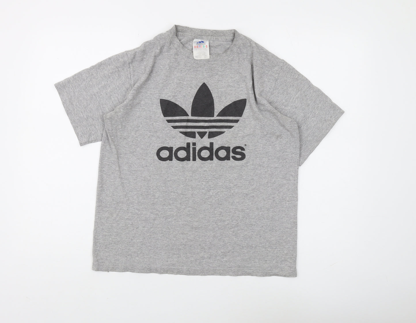 Adidas Grey Cotton-Polyester Women's T-Shirt, Size L
