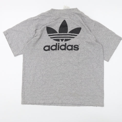 Adidas Grey Cotton-Polyester Women's T-Shirt, Size L
