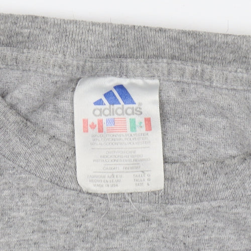 Adidas Grey Cotton-Polyester Women's T-Shirt, Size L