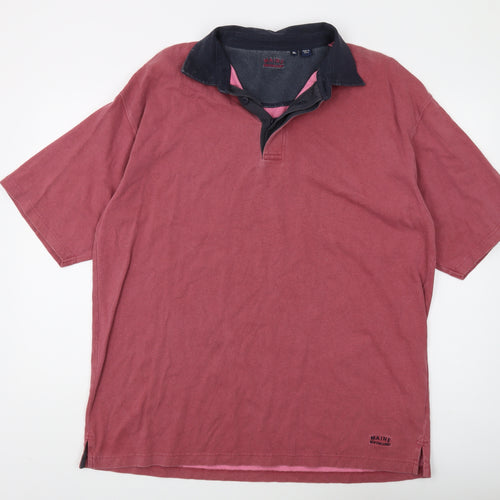 Maine New England Men's XL Red Cotton Polo Shirt