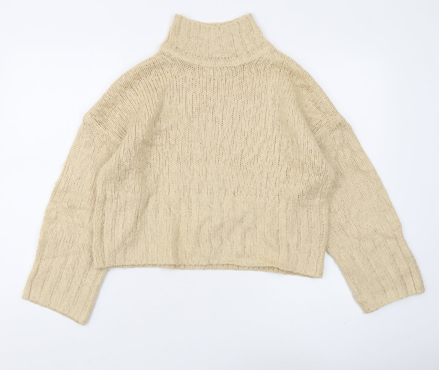 ASOS Women's Beige High Neck Chunky-Knit Pullover Jumper