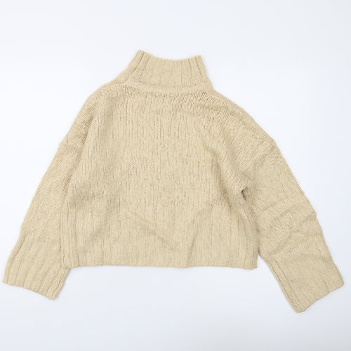 ASOS Women's Beige High Neck Chunky-Knit Pullover Jumper