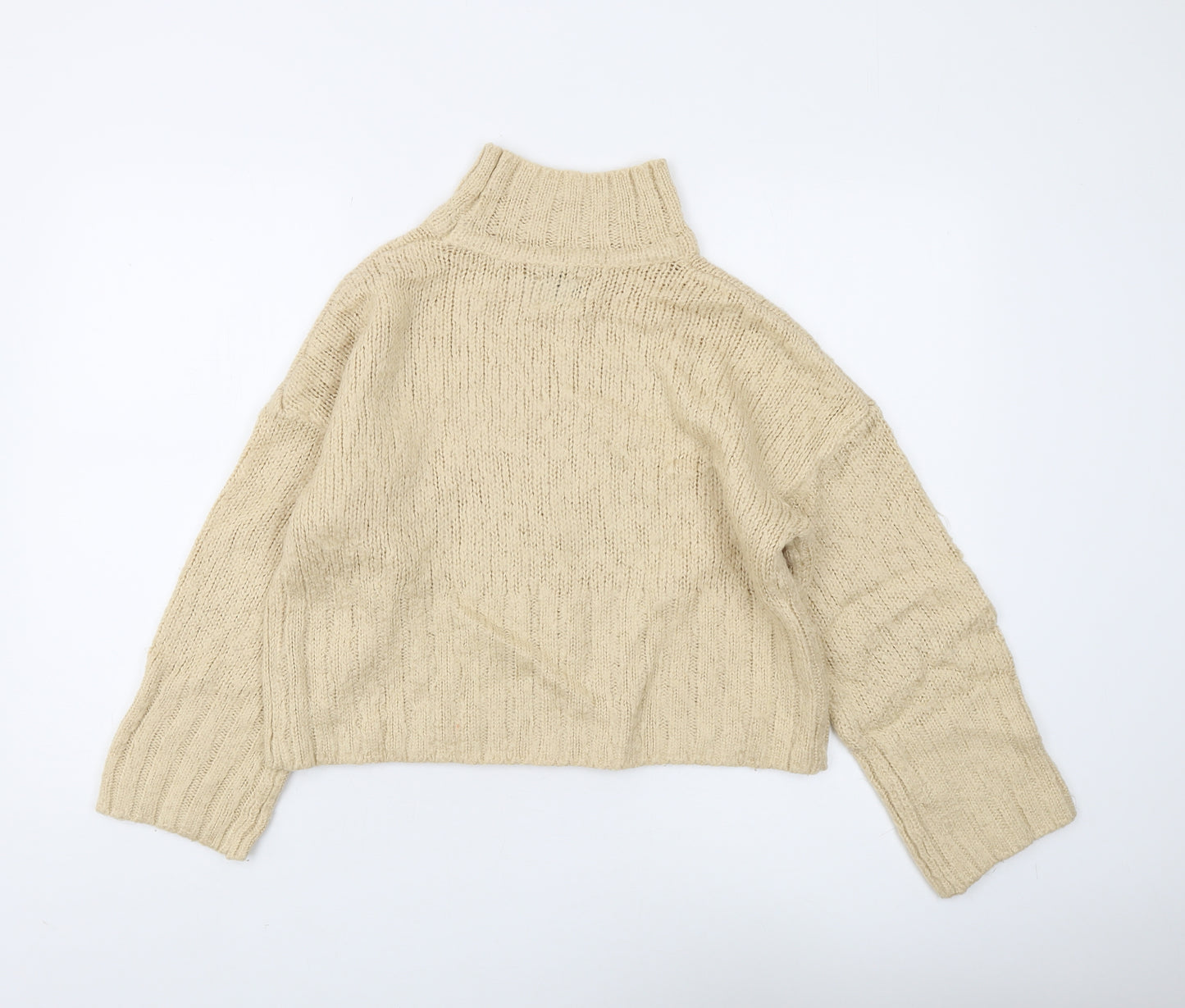 ASOS Women's Beige High Neck Chunky-Knit Pullover Jumper