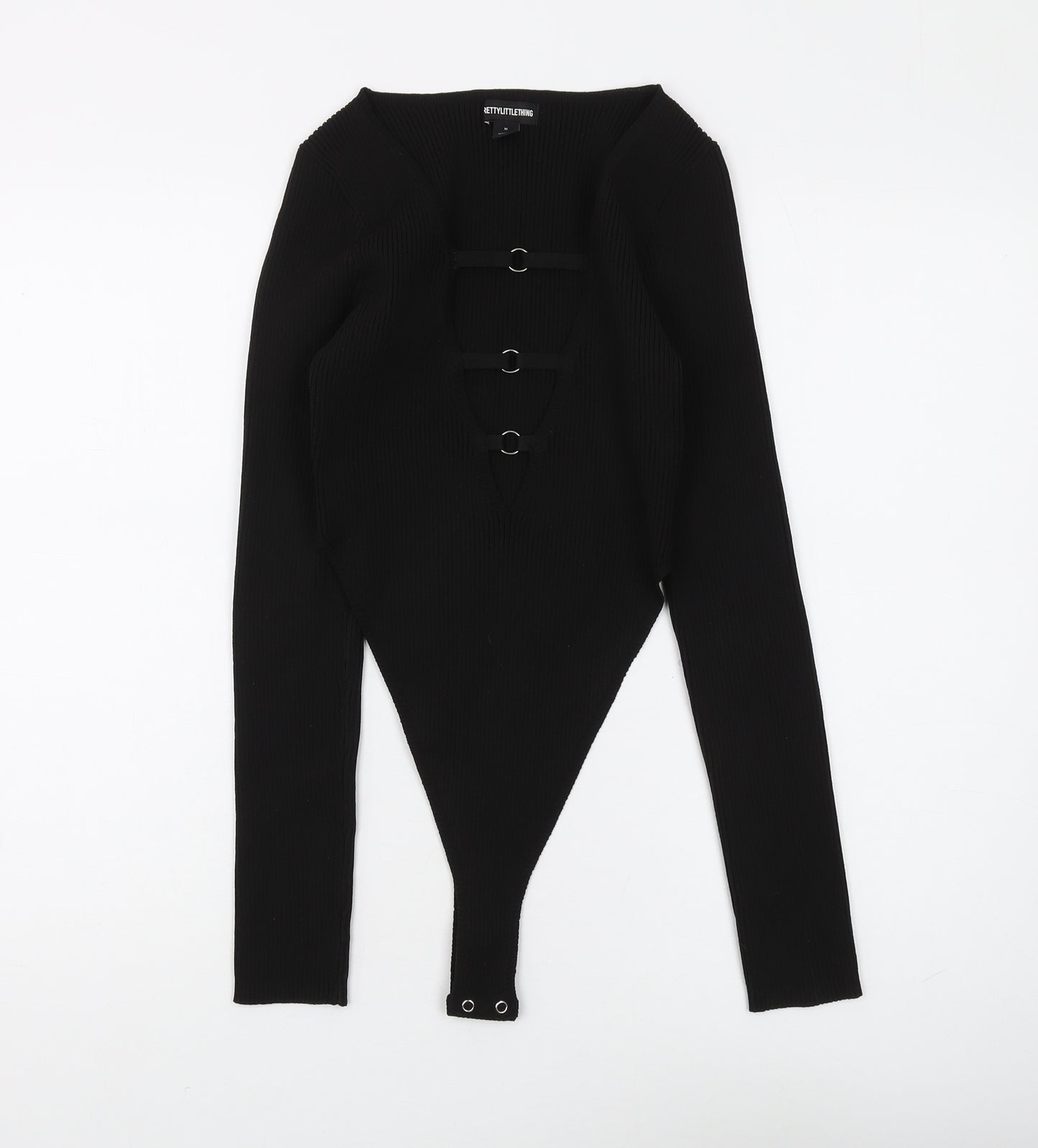PrettyLittleThing Black Bodysuit, Women, M, Casual Stretch