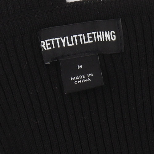PrettyLittleThing Black Bodysuit, Women, M, Casual Stretch