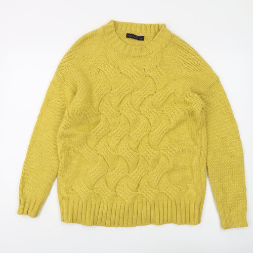 Marks and Spencer Women Yellow Cable-Knit Jumper, M