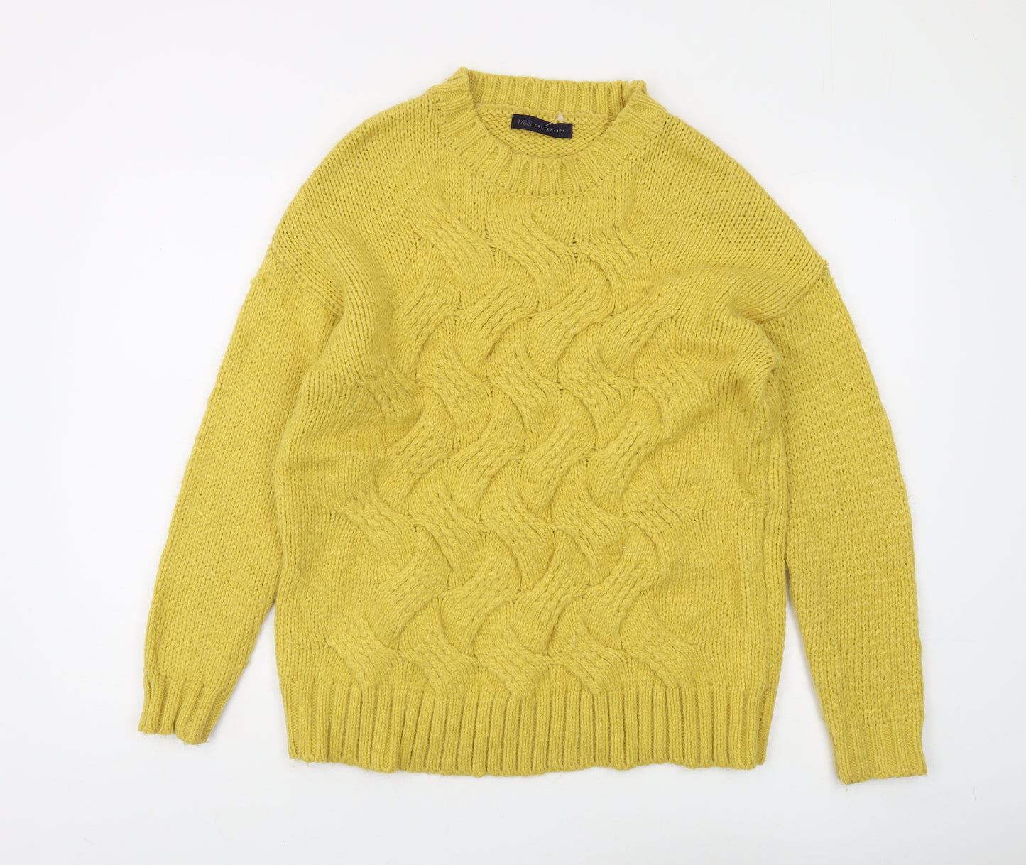 Marks and Spencer Women Yellow Cable-Knit Jumper, M