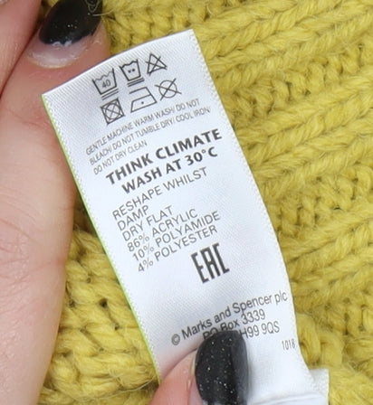 Marks and Spencer Women Yellow Cable-Knit Jumper, M