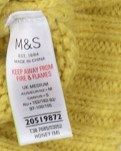 Marks and Spencer Women Yellow Cable-Knit Jumper, M