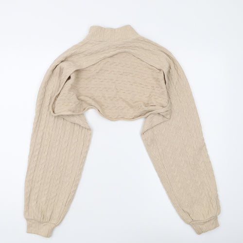 Bershka Women's Beige Cable-Knit Shrug, M