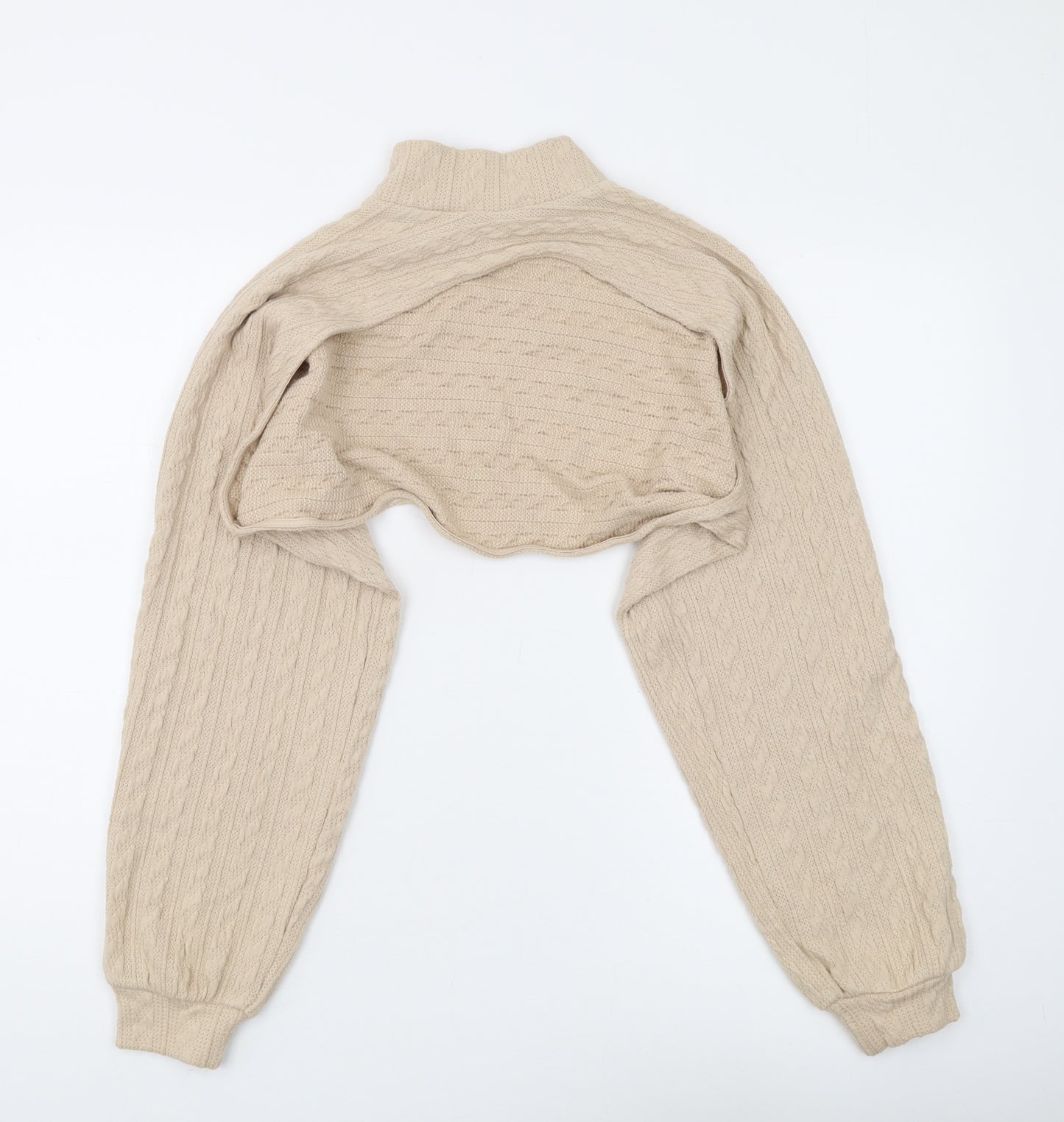 Bershka Women's Beige Cable-Knit Shrug, M