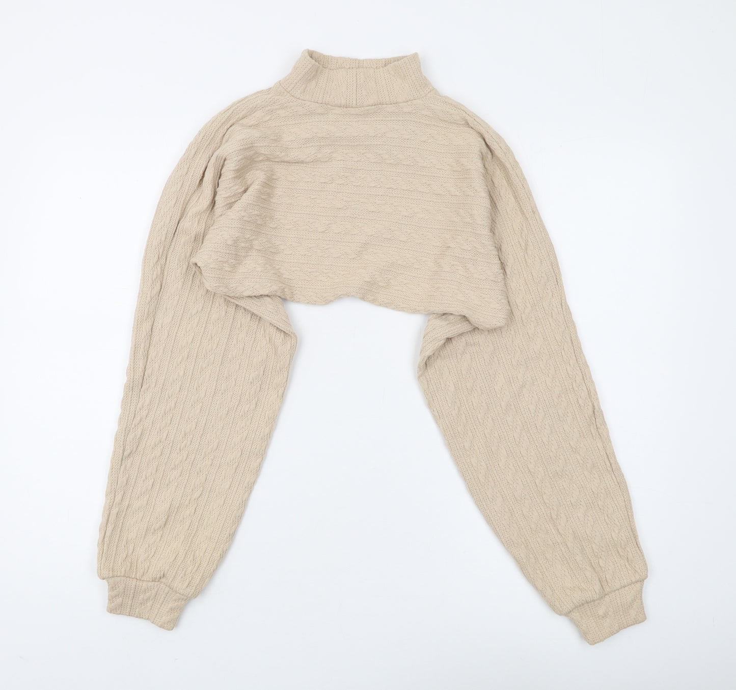 Bershka Women's Beige Cable-Knit Shrug, M