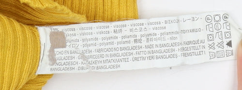Bershka Women's Yellow High Neck Pullover Jumper, Size 8