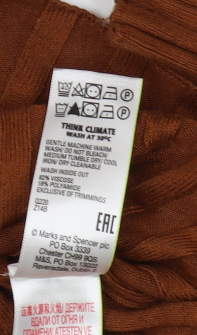 Marks and Spencer Women’s Brown High Neck Jumper, Size 14