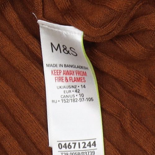 Marks and Spencer Women’s Brown High Neck Jumper, Size 14