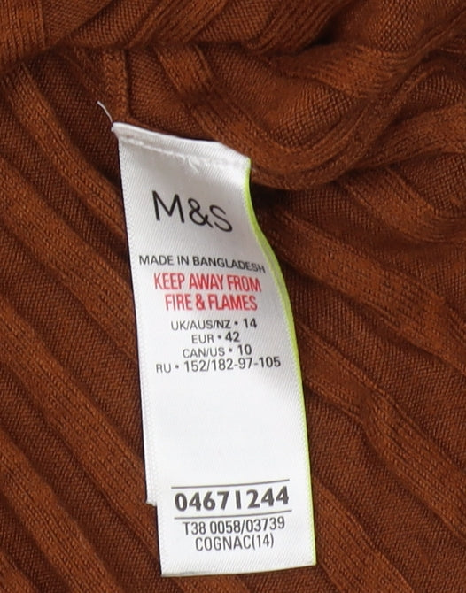 Marks and Spencer Women’s Brown High Neck Jumper, Size 14