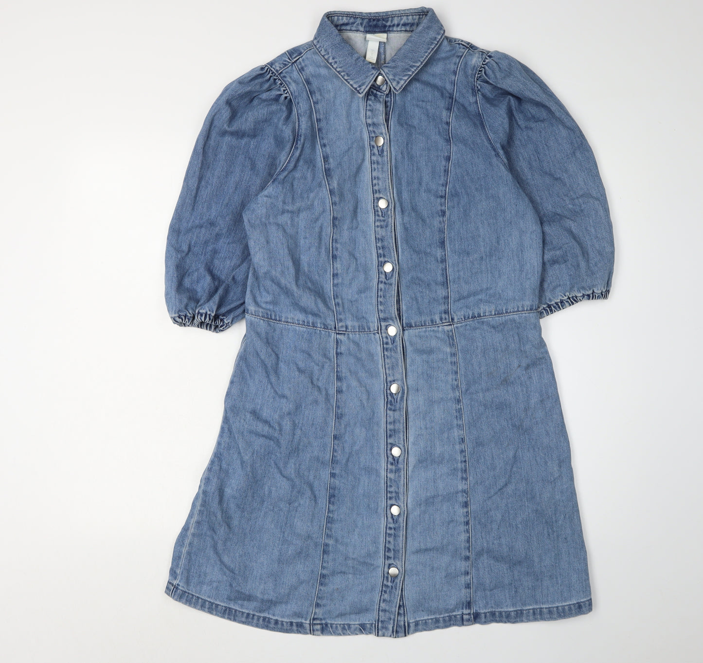 H&M Women's Blue Denim Shirt Dress Size 14