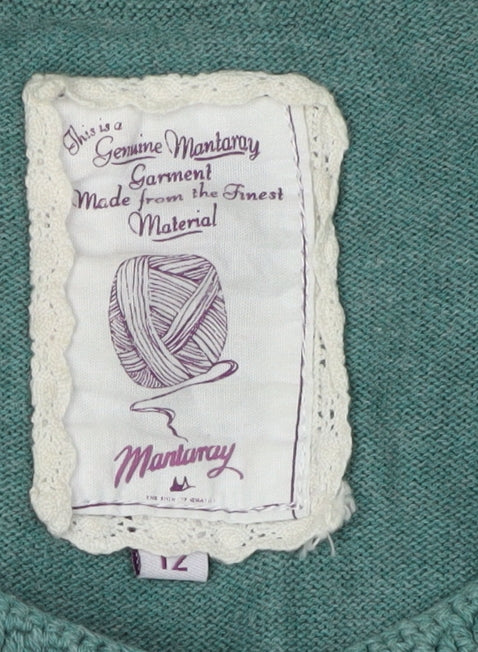 Mantaray Women's Green Cotton Cardigan Size 12