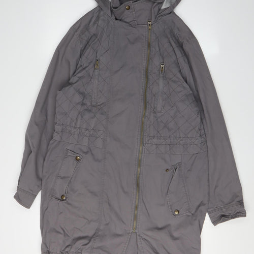 Indigo Collection Women's Grey Quilted Parka - Size 12