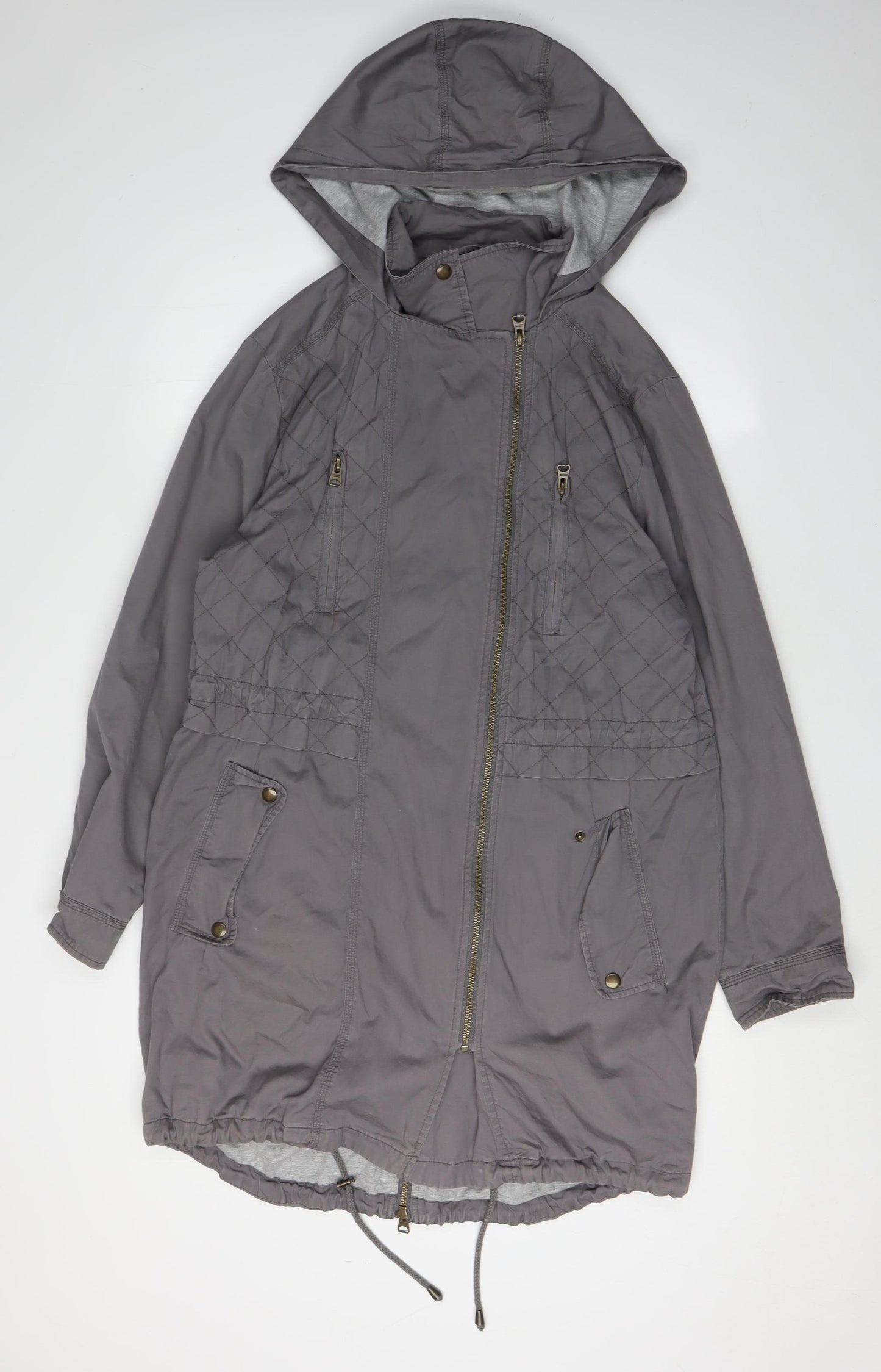 Indigo Collection Women's Grey Quilted Parka - Size 12