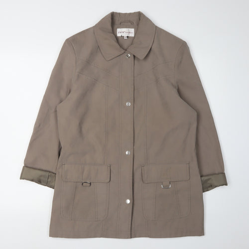 EWM Women's Brown Jacket Size 12, Collared Mid-Length