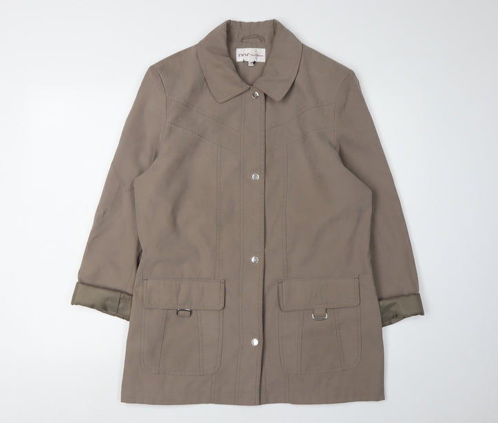 EWM Women's Brown Jacket Size 12, Collared Mid-Length