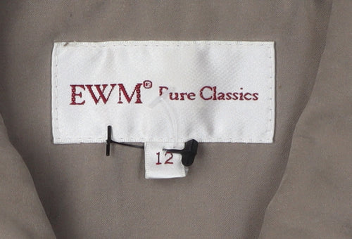 EWM Women's Brown Jacket Size 12, Collared Mid-Length