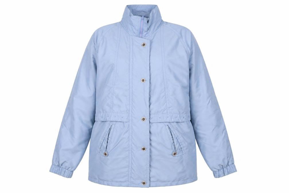 Front view of Micro by Myers Women's Blue Mid-Length Overcoat Jacket