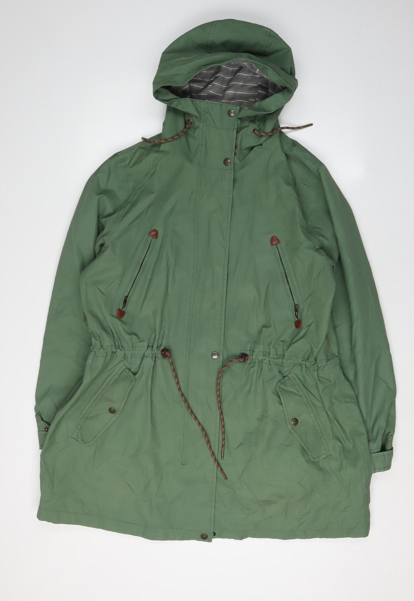 Fat Face Women's Green Parka Jacket Size 18 Hooded Waterproof