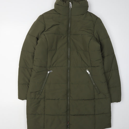 Marks and Spencer Women's Green Puffer Jacket - Size 12
