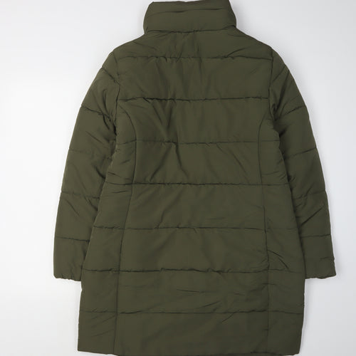 Marks and Spencer Women's Green Puffer Jacket - Size 12