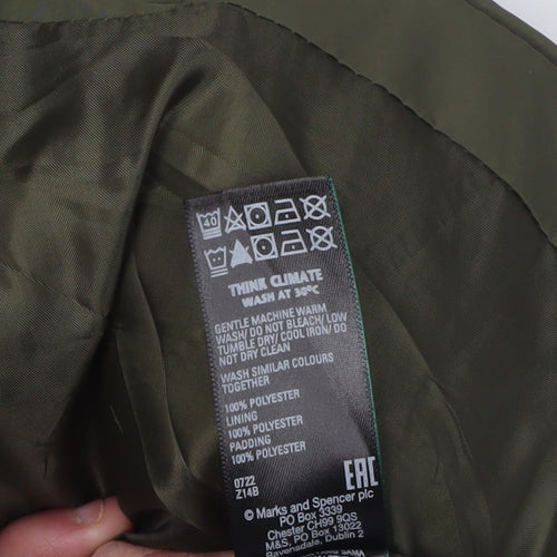 Marks and Spencer Women's Green Puffer Jacket - Size 12