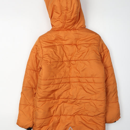 John Lewis Boys Orange Puffer Jacket, Age 10, Winter Hooded