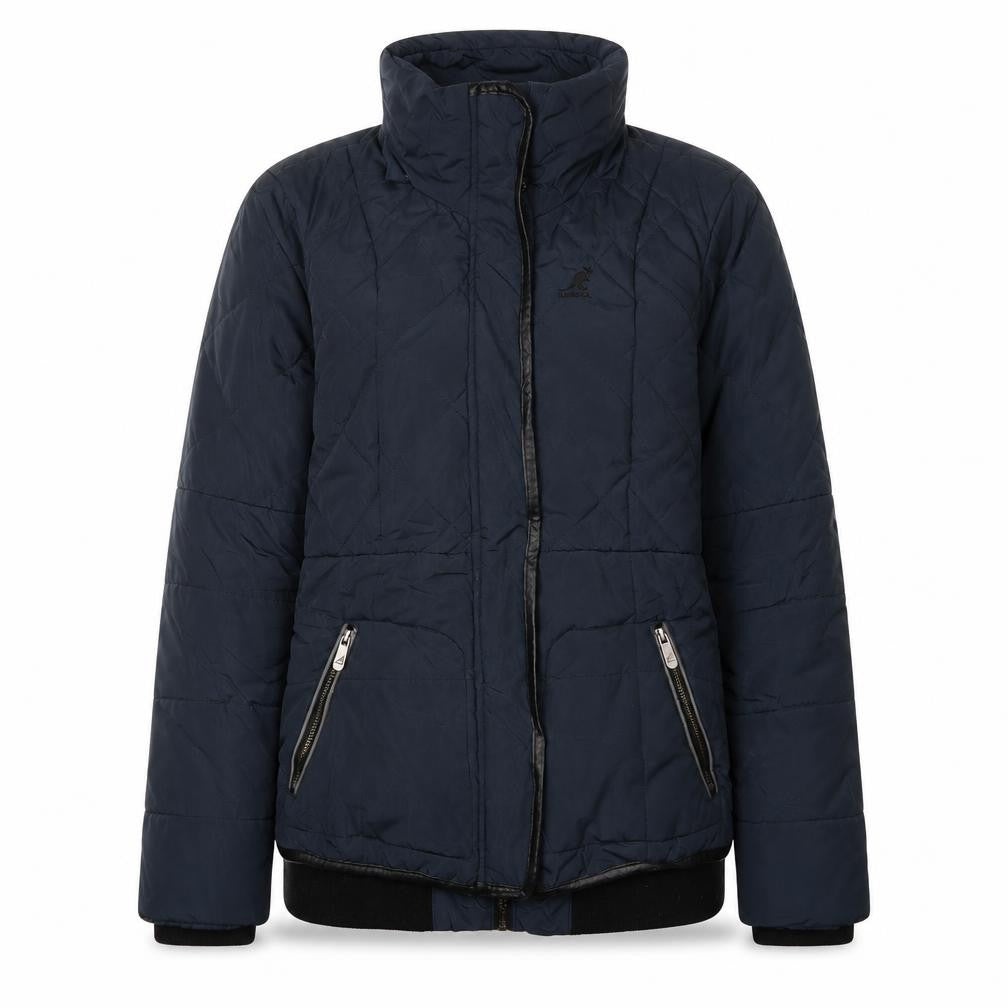 Front view of Kangol Women's Blue Quilted Puffer Jacket, size 10