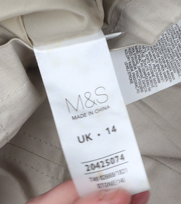 Marks and Spencer Women’s Beige Hooded Jacket - Size 14
