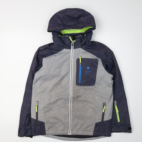 46 N Boys Grey Puffer Jacket with Hood, Size 15 Years