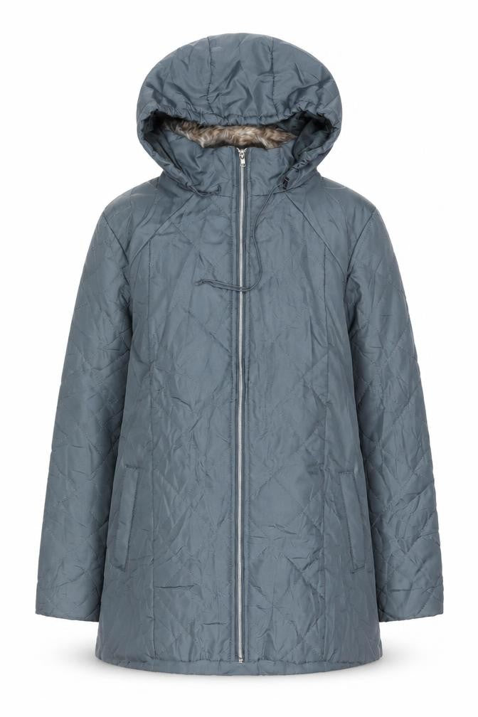 Front view of Anne De Lancay Women's Grey Puffer Jacket M